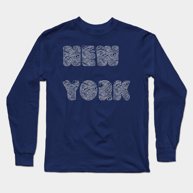 The Waves off New York Long Sleeve T-Shirt by yayor